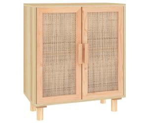 (brown) vidaXL Sideboard Storage Cabinet Cupboard Solid Wood Pine and Natural Rattan