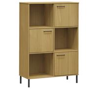 (brown) vidaXL Solid Wood Bookcase with Metal Legs OSLO Book Storage Multi Colours