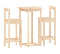 (Brown) vidaXL Solid Wood Pine Bar Set 3 Piece Wooden Bistro Bar Stool Multi Colours