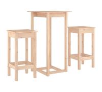 (Brown) vidaXL Solid Wood Pine Bar Set 3 Piece Wooden Kitchen Bistro Set Multi Colours