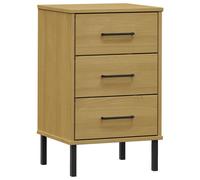 (brown) vidaXL Solid Wood Pine Bedside Cabinet with Metal Legs OSLO Multi Colours