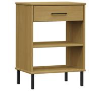 (brown) vidaXL Solid Wood Pine Console Cabinet with Metal Legs OSLO Multi Colours