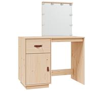 vidaXL Dressing Table with LED 95x50x133.5 cm Solid Wood Pine, Brown
