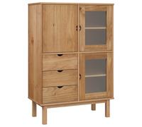 (Brown) vidaXL Solid Wood Pine Highboard Indoor Storage Buffet Cabinet Multi Colours