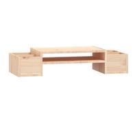 vidaXL Monitor Stand - Solid Pine Wood Desk Riser with Storage Slots 70x27.5x15 cm Brown
