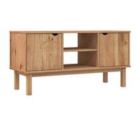 vidaXL Otta 2 Door 2 Shelf Brown Solid Pine Wood TV Cabinet - Size: 57 x 113.5 x 43cm - Wilko