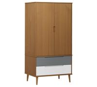 (brown) vidaXL Solid Wood Pine Wardrobe MOLDE Closet Armoire Highboard Multi Colours
