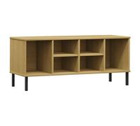 (brown) vidaXL Solid Wood Shoe Rack with Metal Legs OSLO Home Furniture Multi Colours