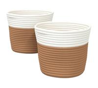 (brown) vidaXL Storage Baskets Laundry Washing Basket Laundry Hamper 2 pcs Cotton