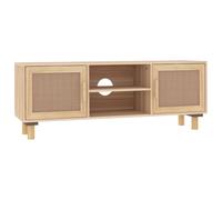 Vidaxl Tv Cabinet Brown 105X30X40 Cm Solid Wood Pine&natural Rattan, Brown