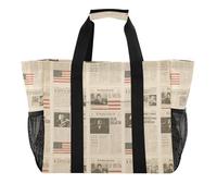 Brown Vintage American Newspaper Utility Tote Bag Collapsable With Compartments with Handles Beach Bag, Brown vintage American newspaper, One Size, Fashion