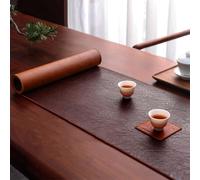Brown Vintage Leather Table Runner, 36 48 72 90 108 120 150 180 200 Inches Long Place Mats Reusable, Waterproof/Non-Slip/Heat Resistant, for Party Christmas Thanksgiving Birthday Dinning Table(33x240c