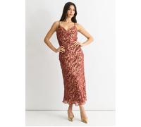 Brown Viscose Animal Jacquard Cowl Midi Dress Gini London Brown 12