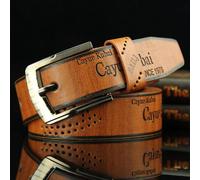 (brown) Vogue Pin Buckle Belt Leisure Fashion Retro Hollow out Clothing Accessories Men's Belt Leather