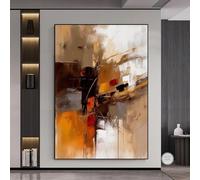 Brown Wabi Sabi Abstract Painting White Texture Wall Art Extra Large Modern Orange Canvas Art Living Room Wall Decoration 80x120cm(31x47in) with frame