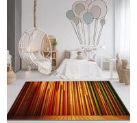 Brown Washable Area Rug for Living Room - 3D Elegant Bamboo Line Art Print Rugs with Upgrade Anti-slip PVC Material for Bedroom Hallway Carpet Non Shedding, 120 x 160cm