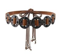 Brown Western Leather Belt Punk Boho Belt Cowgirl Cowboy Accessories | Faux Leather Tassel Rope Belt for Pants Dress Belts Punk Tie Waist Belt Country Concert Outfits for Women Boho Western Belts