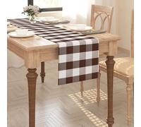 Brown & White 2 Side Buffalo Check Farmhouse Table Runner for Family Dinners or Gatherings Indoor or Outdoor Parties Everyday Use 12" x 108"