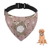 Brown White Floral Dog Bandana With Adjustable Strap D Ring Dog Neckerchief Pet Bibs Triangle Cat Scarves Clothing& Accessories for Dogs Puppy Dogs Cats Decor Machine Washable
