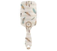 Brown White Striped Boho Dreamcatcher Feather gentle hair brushes for black women Designed scalp massage for All Hair Types with Ergonomic handle cepillo para peinar