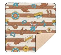 Brown White Western Cowboy Vintage Cute Foldable Baby Gym Play mat for Floor Comfortable Foldable Activity Entertainment Mat for Baby Kids Toddlers Infants, 50'' x 50''alfombras con Musica