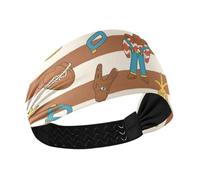 Brown White Western Cowboy Vintage no slip gym headband Elastic hair bands for Daily use Cycling Yoga accesorios para el cabello de mujeres