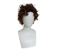 Brown Wig, Brown Medium Long Curly Hair, Mens Wig,Heat Resistant Synthetic Hair Halloween Costume (C) Party Cosplay For Men