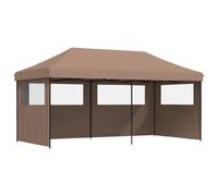 (brown, with 3 sidewalls) vidaXL Foldable Tent Pop-Up with 4 Side Walls Outdoor Party Tent Garden Gazebo