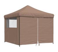 (brown, with 4 sidewalls) vidaXL Foldable Tent Canopy Patio Pavilion Gazebo Pop up Tent Marquee Canopy