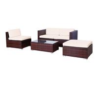 (Brown, With Cover) EVRE California 4 seater Rattan Outdoor Garden Set