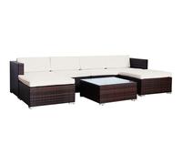(Brown, With Cover) EVRE Nevada Rattan garden 6 Seater Sofa set