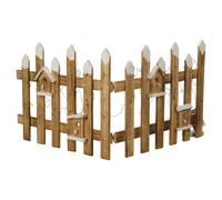 (Brown With White Glitter , 1x LED Fence) Wooden Rustic Snow Fence | With LED Lighting