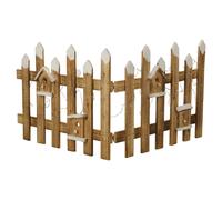 (Brown With White Glitter , 2x LED Fence ) Wooden Rustic Snow Fence | With LED Lighting