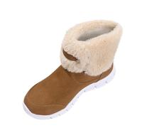 Brown Women's Fall Winter Short Boots Fabric Belt Buckle Chunky Heel Thick Sole Large Size Boots 2026