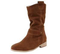 Brown Womens Suede Slouch Mid Calf Boots Chunky Heel - Suede Ankle Boots For Women Uk - Pointed Toe Short Booties Comfortable Wide Fit Shoes Slip Walking Shoe Fall Winter Warm Boot Ankle Boot size 6.5