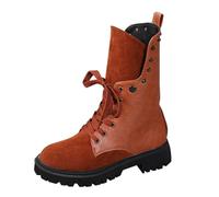 Brown Women's Vintage Rivet Cowboy Boots Mid-Calf Boots Low Heel,Lace up Medieval Motorcycle Combat Riding High Booties Retro Knight Boot Footwear Trendy UK 7 Clearance