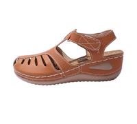Brown Women's Wedges Fisherman Closed Toe Sandals Hollow out Comfortable Wedge Sandal Thick Cushion Platform All Day Comfy Daily Wear Holiday Beach Casual Sandals Ladies Footwear Size 5.5