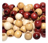 Brown Wood Beads Large Hole 20mm Variety Pack Wooden Macrame Beads Loose Beads for Macrame Crafts Garlands Home Decor, 9mm Hole, 51Pcs