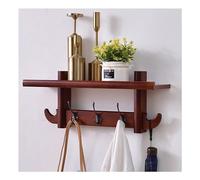 Brown Wood Coat Rack with Hooks, Entryway Shelf with Fender Hooks for Bedroom, Kitchen, Bathroom, Hats, Coats, Scarves, Brown-23 Inches