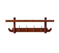 Brown Wood Coat Rack with Hooks, Entryway Shelf with Fender Hooks for Bedroom, Kitchen, Bathroom, Hats, Coats, Scarves, Brown-27 Inches