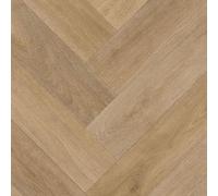 Brown Wood Effect Herringbone Pattern Anti-Slip Vinyl Flooring For LivingRoom, Hallways, Kitchen, 3.8mm Thick Cushion Backed Vinyl Sheet-3m(9'9") X 3m(9'9")-9m²