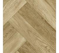 Brown Wood Effect Herringbone Vinyl Flooring For Livingroom, Kitchen, 2.7mm Cushion Backed Vinyl Sheet-1M(3'3") X 3M(9'9")-3M²