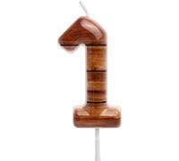 Brown Wood Grain Birthday Candles Rustic Themed 1st Cake Toppers Candle for Vintage Farmhouse Western Barn Wedding Birthday Party Decorations Supplies