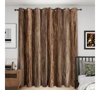 Brown Wood Grain Curtains for Bedroom 66x90, Rustic Wooden Curtains Blackout Living Room Home Decor, Printed Window Eyelet Drapes 90 Inch Drop 2 Panels - Yz141