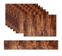 Brown Wood Grain Placemats Set of 7 Exquisite Linen Table Mat Seven Piece Set Includes 13"x71" Fashion Table Runner and 12"x18" Place Mat Decor for Kitchen Dining Room