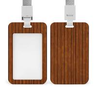 Brown Wood Pattern Badge Holder Hard Plastic Card Case Protector Pouch Name Key Card Holder Case for Office ID Credit Cards and Proximity Key Cards