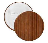 Brown Wood Pattern Tinplate Badge Personalized Round Brooch Large Craft Button Suitable for Teachers, Nurses, Doctors, Staff, Party Gift Accessories, 5PCS, Plastic, plastics