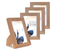 Brown Wooden 6x4 Inch Picture Photo Frame, Set of 4,Freestanding and Wall Mountable