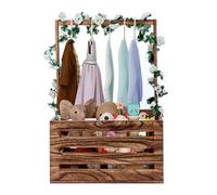 (Brown) Wooden Baby Shower Basket with Handle for New Born Baby