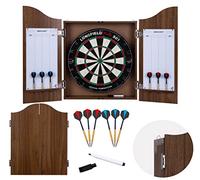 Engelhart - 065016- Wooden Dart Cabinet + Sisal Dartboard + 2 Sets of 18 g Darts (Brown)